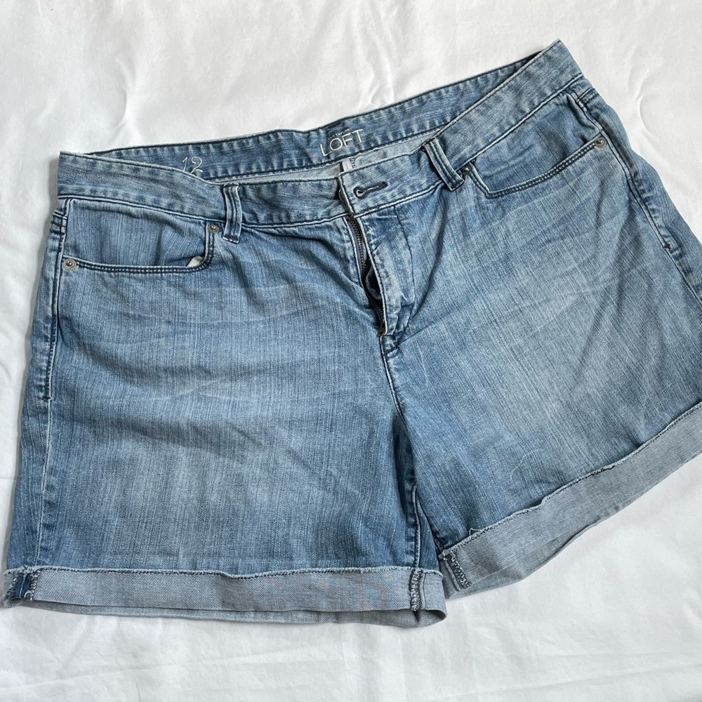 Loft Denim Cuffed Shorts in Size 12